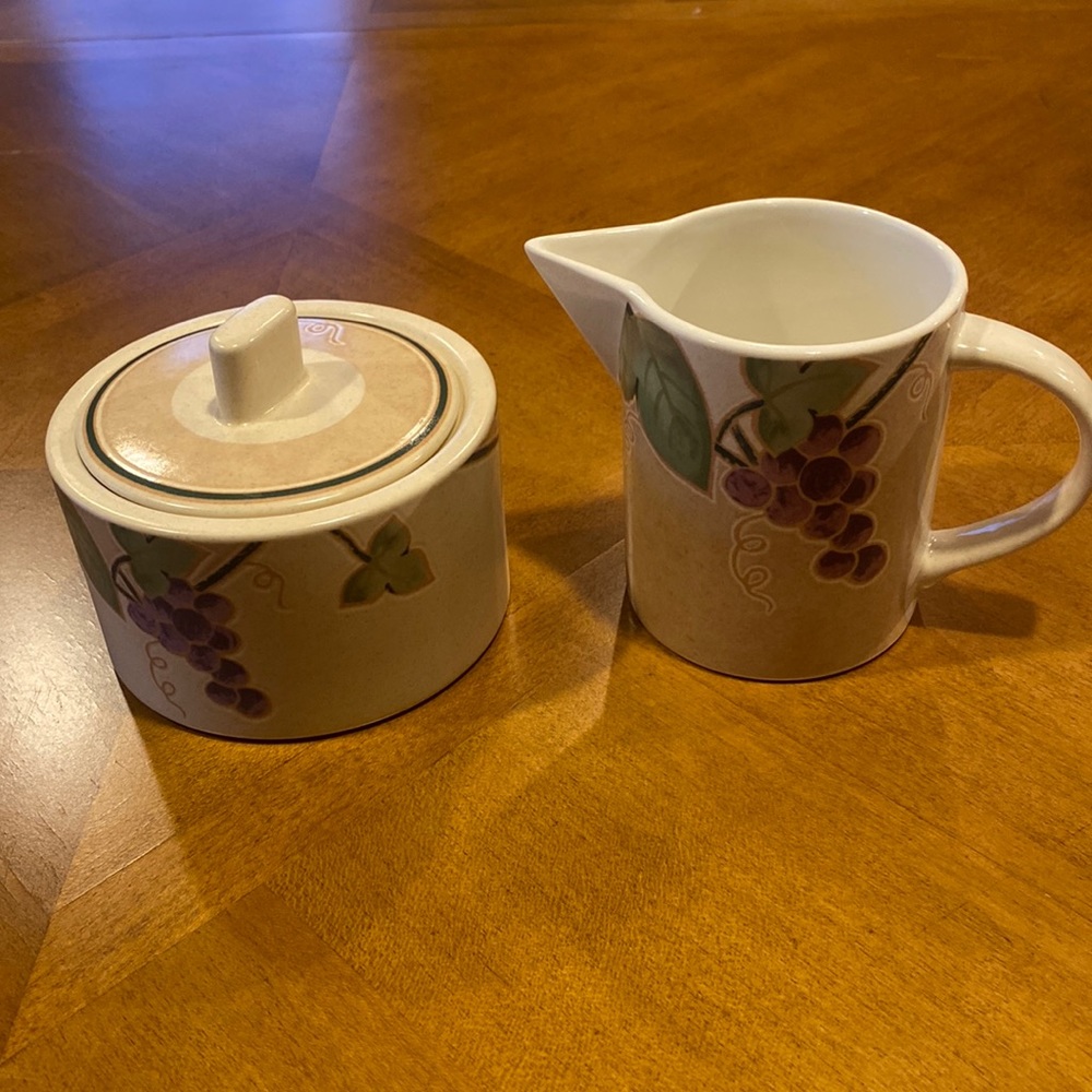 Mikasa Sugar and Creamer set in Chablis Pattern.